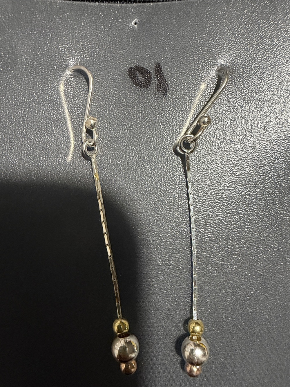 Mexican silver 925 Two-Tone Drop Earrings - Silver and Gold